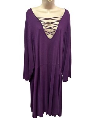 727 / Torrid Purple Sweater 3/4 Sleeve Dress Women’s Size 6 = 6X NWT